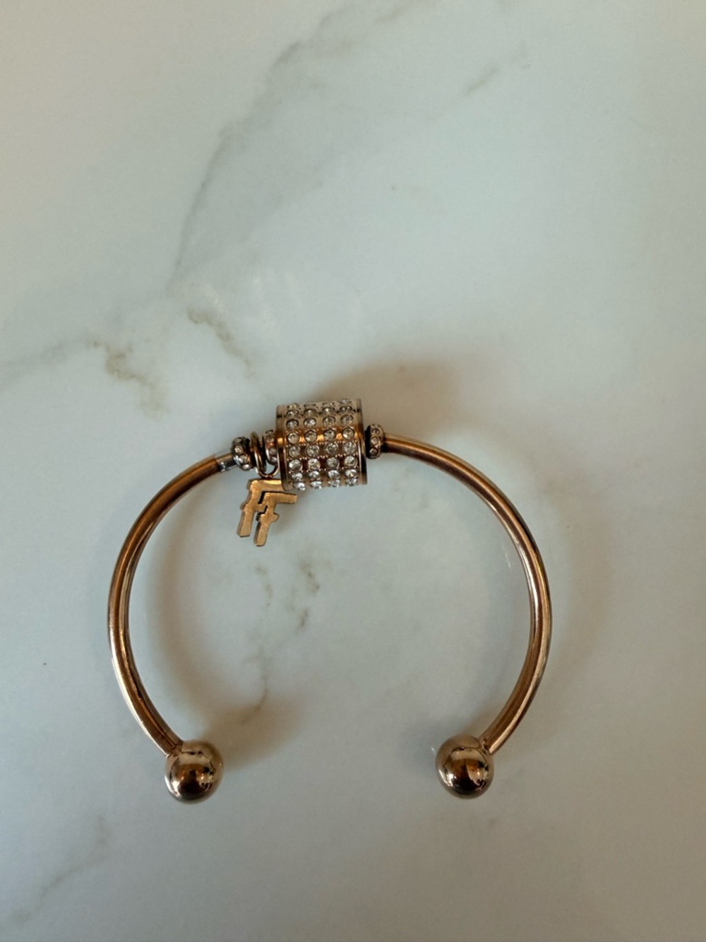 Folie Folie Rose Gold Crystal Charm Cuff Bracelet - Women Jewelry